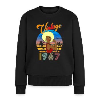 Anniversaire Femme 1967 Vintage Femme Afro Blonde - Pull Premium bio Femme - noir - Devant - Julia (174cm)