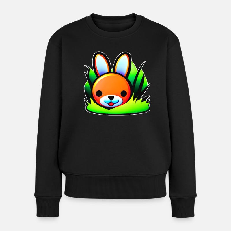 Niedlicher bunter Hase - Frauen Premium Bio Pullover - Schwarz