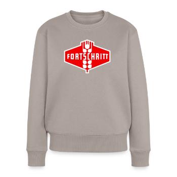 Progress GDR (bicolore) - Pull Premium bio Femme - taupe - Devant - Julia (174cm)