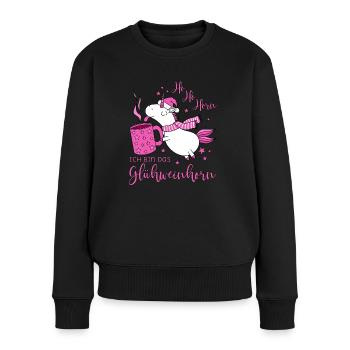 Einhorn Glühweinhorn Ho Ho Horn Spruch Weihnachten - Frauen Premium Bio Pullover - Schwarz - Vorne - Julia (174cm)