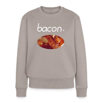 Bacon Foodie Foodlover alimentaire cadeau idée cadeau - Pull Premium bio Femme - taupe - Devant - Julia (174cm)