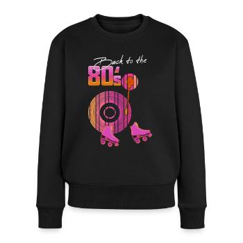 80er zurück in die 80er - Frauen Premium Bio Pullover - Schwarz - Vorne - Julia (174cm)