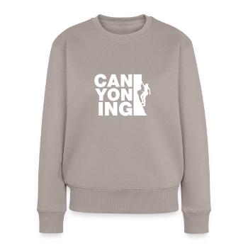 Typographie canyoning lover pour les grimpeurs de mont - Pull Premium bio Femme - taupe - Devant - Julia (174cm)