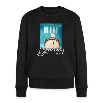 Bielefeld Shirt Sparrenburg Souvenir Koodinaten - Frauen Premium Bio Pullover - Schwarz - Vorne - Julia (174cm)