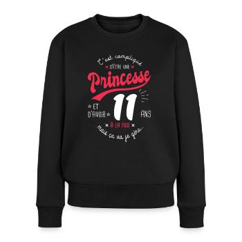 princesse 11 ans cadeau anniversaire 11 ans fille - Pull Premium bio Femme - noir - Devant - Julia (174cm)
