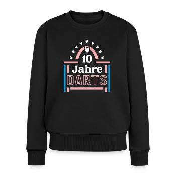 Darts Jubiläum 10 Jahre Trainerin Dart Spielerin - Frauen Premium Bio Pullover - Schwarz - Vorne - Julia (174cm)