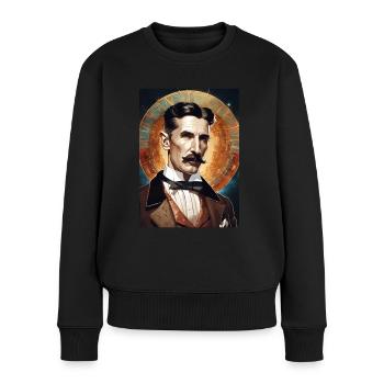 Nikola Tesla t-shirt cosmique chemise scientifique - Pull Premium bio Femme - noir - Devant - Julia (174cm)