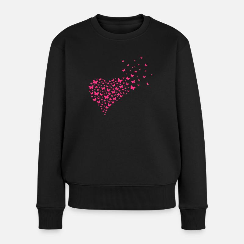 Coeur fait de papillons - couleur variable - Pull Premium bio Femme - noir