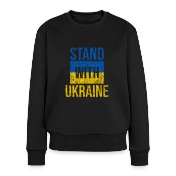 Stand avec ukraine grunge - Pull Premium bio Femme - noir - Devant - Julia (174cm)