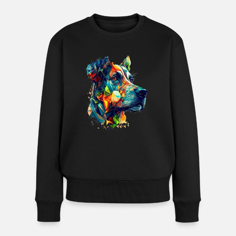 Die deutsche Dogge als buntes Vector Artwork - Frauen Premium Bio Pullover - Schwarz