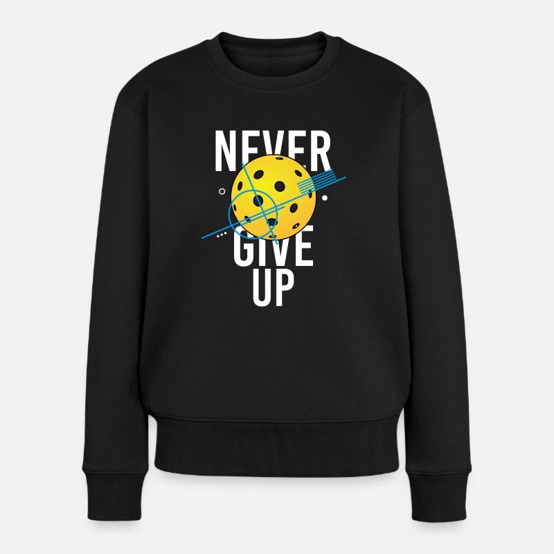 Pickleball gibt niemals auf - Frauen Premium Bio Pullover - Schwarz
