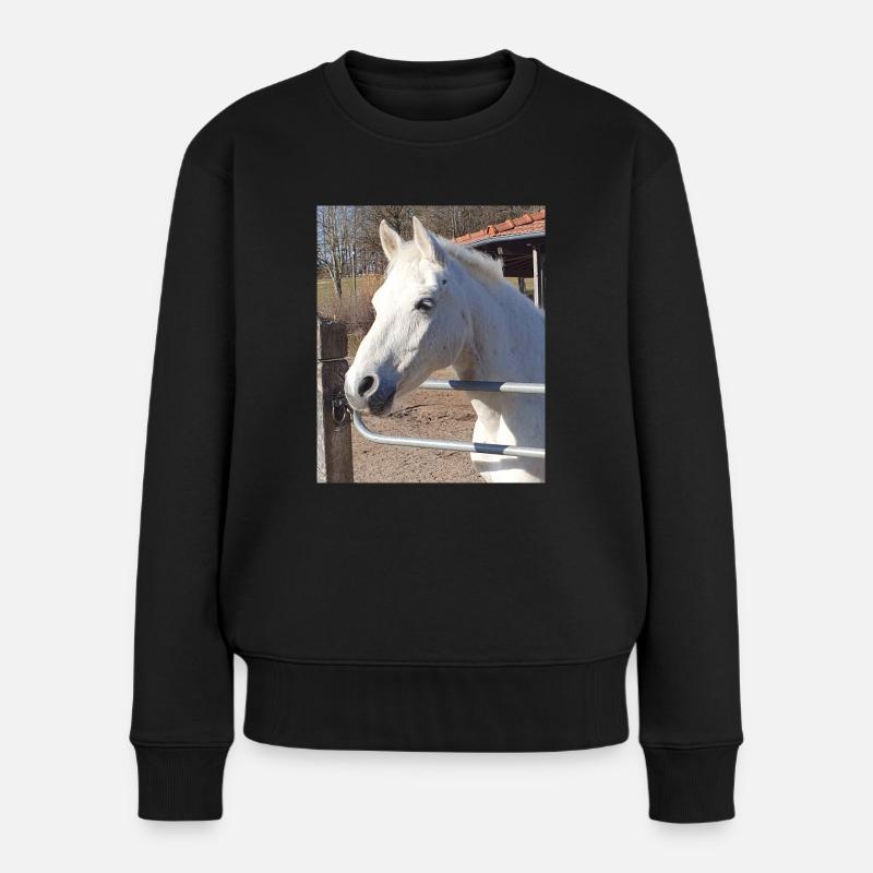 Portrait de cheval blanc - Pull Premium bio Femme - noir