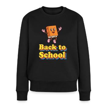 Zurück zur Schule - Frauen Premium Bio Pullover - Schwarz - Vorne - Julia (174cm)