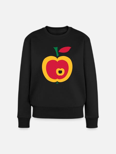 Retro Apfel - Frauen Premium Bio Pullover - Schwarz