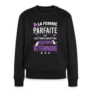 Assistante vétérinaire - Pull Premium bio Femme - noir - Devant - Julia (174cm)