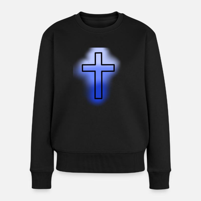 Kreuz blau - Frauen Premium Bio Pullover - Schwarz
