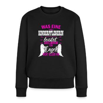 Kinderpflegerin Pflegekraft Kita Beruf Spruch - Frauen Premium Bio Pullover - Schwarz - Vorne - Julia (174cm)