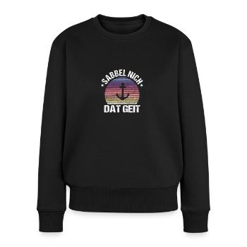 Sabbel nich dat geit - Frauen Premium Bio Pullover - Schwarz - Vorne - Julia (174cm)