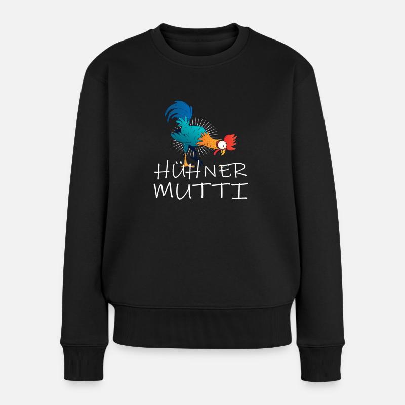 Hühner Mutti Huhn - Frauen Premium Bio Pullover - Schwarz
