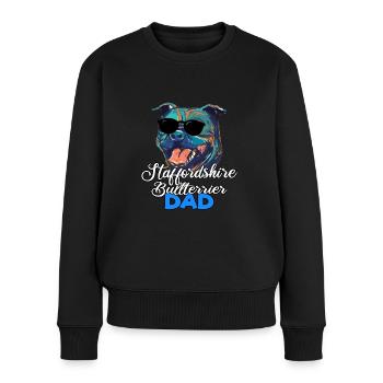 Staffordshire Bullterrier Hund Dad Vater Papa - Frauen Premium Bio Pullover - Schwarz - Vorne - Julia (174cm)