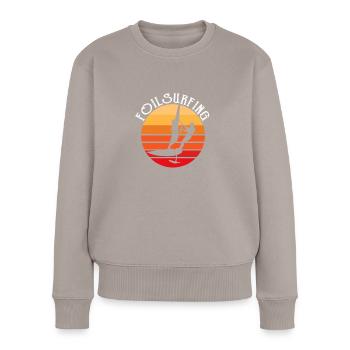 Foilsurfen Oberteil für Herren Windsurfen Foil - Frauen Premium Bio Pullover - Taupe - Vorne - Julia (174cm)