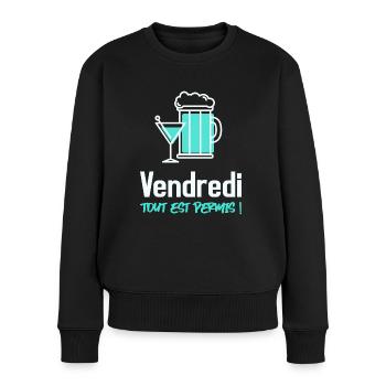 Vendredi tout est permis - Pull Premium bio Femme - noir - Devant - Julia (174cm)