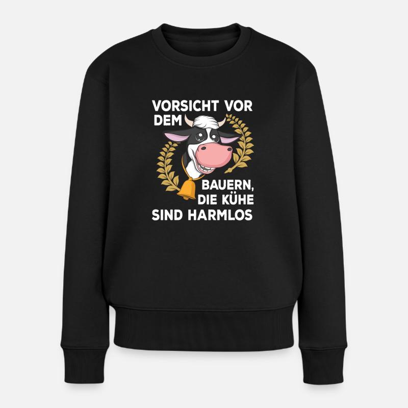 Landwirt Bauer Stall Kühe | Kuh - Frauen Premium Bio Pullover - Schwarz