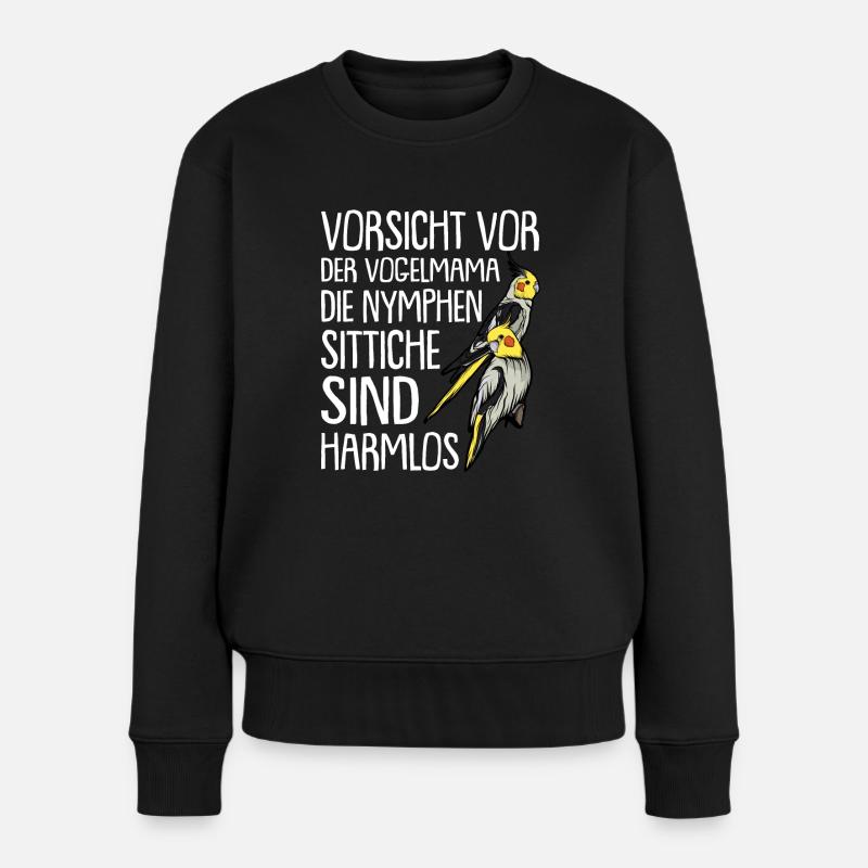 Nymphensittich Papagei Wellensittich - Frauen Premium Bio Pullover - Schwarz