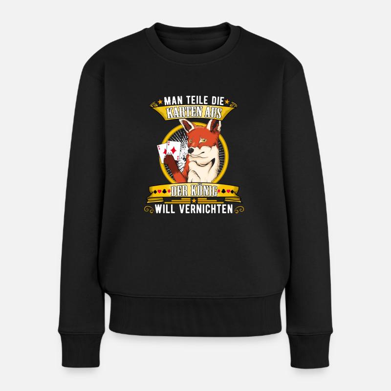 Schafkopf Skat Kartenspiel | Doppelkopf - Frauen Premium Bio Pullover - Schwarz