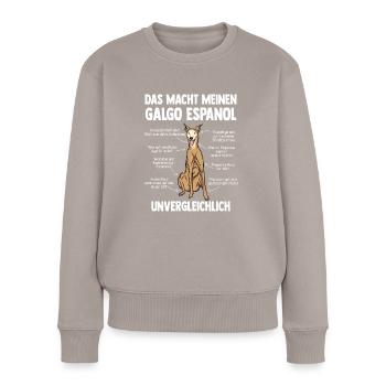 Windhund Galgo Espanol - Frauen Premium Bio Pullover - Taupe - Vorne - Julia (174cm)
