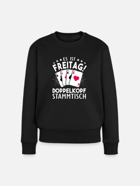 Doppelkopf - Frauen Premium Bio Pullover - Schwarz
