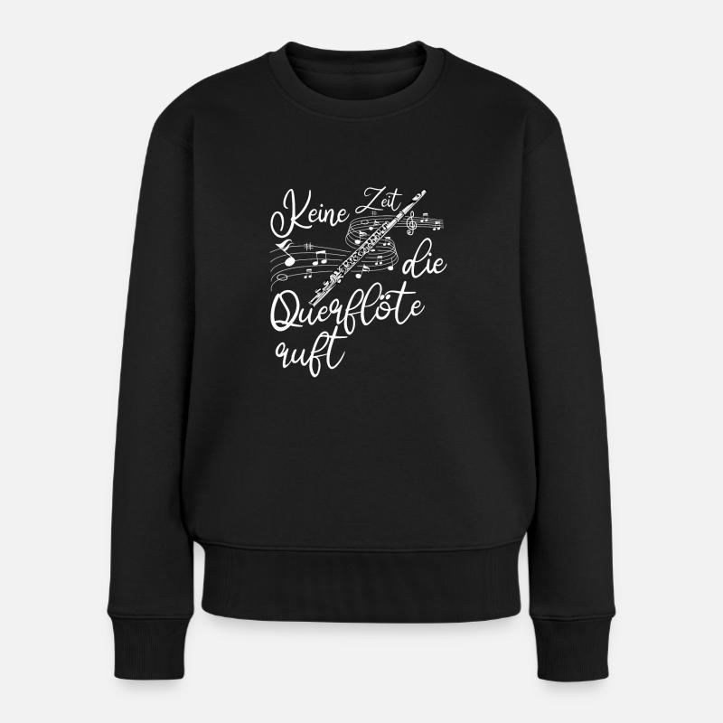 Querflöte - Frauen Premium Bio Pullover - Schwarz