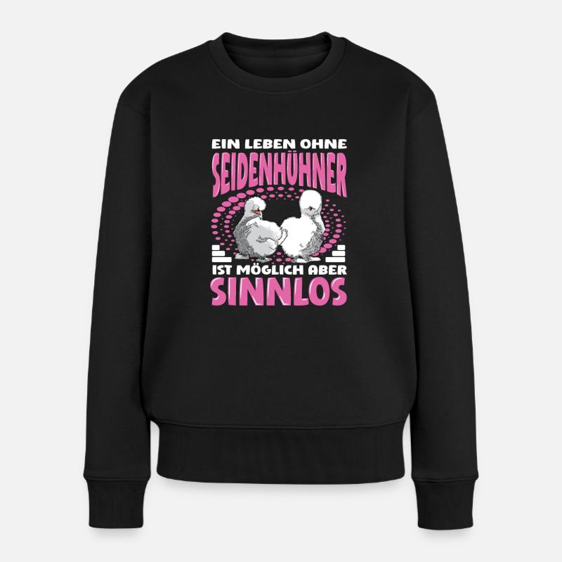 Seidenhühner japanisches Seidenhuhn Hühnerhalter - Frauen Premium Bio Pullover - Schwarz