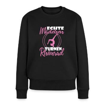 Echte Mädchen turnen Röhnrad zum Turnen für Kinder - Frauen Premium Bio Pullover - Schwarz - Vorne - Julia (174cm)