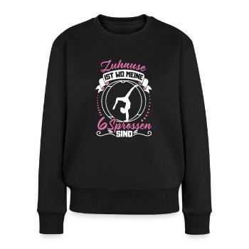 Zuhause ist wo meine 6 Sprossen sind | Rhönrad - Frauen Premium Bio Pullover - Schwarz - Vorne - Julia (174cm)