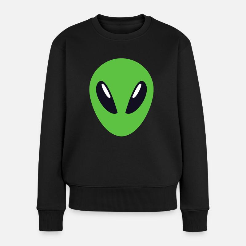 Grünes süßes Alien - Frauen Premium Bio Pullover - Schwarz