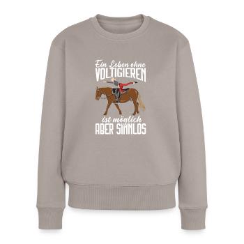 Voltigieren - Frauen Premium Bio Pullover - Taupe - Vorne - Julia (174cm)