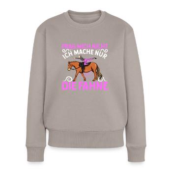 Voltigieren - Frauen Premium Bio Pullover - Taupe - Vorne - Julia (174cm)