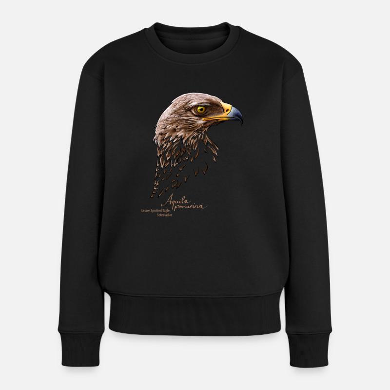 Schreiadler Portrait - Frauen Premium Bio Pullover - Schwarz