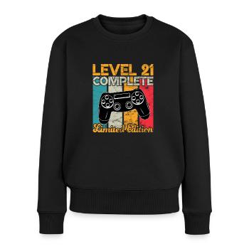Level 21 complete Gaming Geburtstag - Frauen Premium Bio Pullover - Schwarz - Vorne - Julia (174cm)