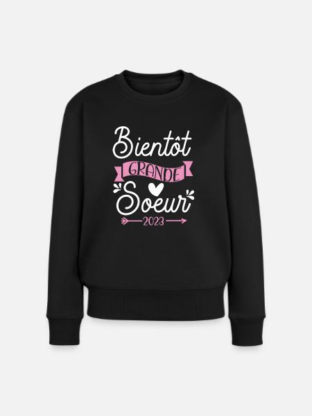 Enfant bientôt grande soeur annonce grossesse - Pull Premium bio Femme - noir