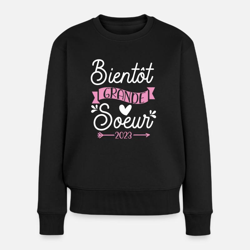 Enfant bientôt grande soeur annonce grossesse - Pull Premium bio Femme - noir