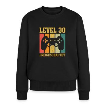 Level 30 freigeschaltet - Frauen Premium Bio Pullover - Schwarz - Vorne - Julia (174cm)
