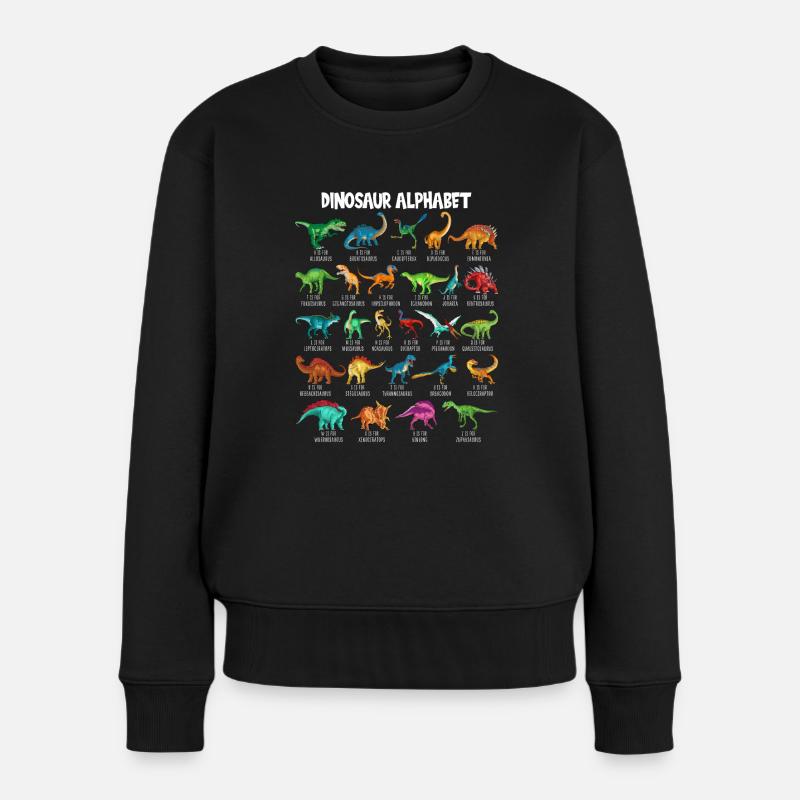 Mein Dinosaurier Alphabet Kinder Arten Dino A-Z - Frauen Premium Bio Pullover - Schwarz