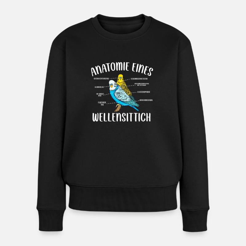 Wellensittich Vogel - Frauen Premium Bio Pullover - Schwarz