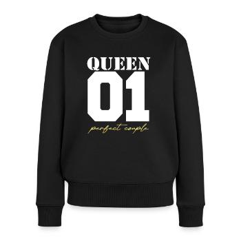 King and Queen Queen couple white and gold - Frauen Premium Bio Pullover - Schwarz - Vorne - Julia (174cm)