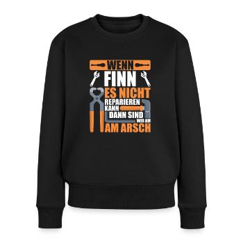 Vorname Finn Name Geburtstag Geschenk - Frauen Premium Bio Pullover - Schwarz - Vorne - Julia (174cm)