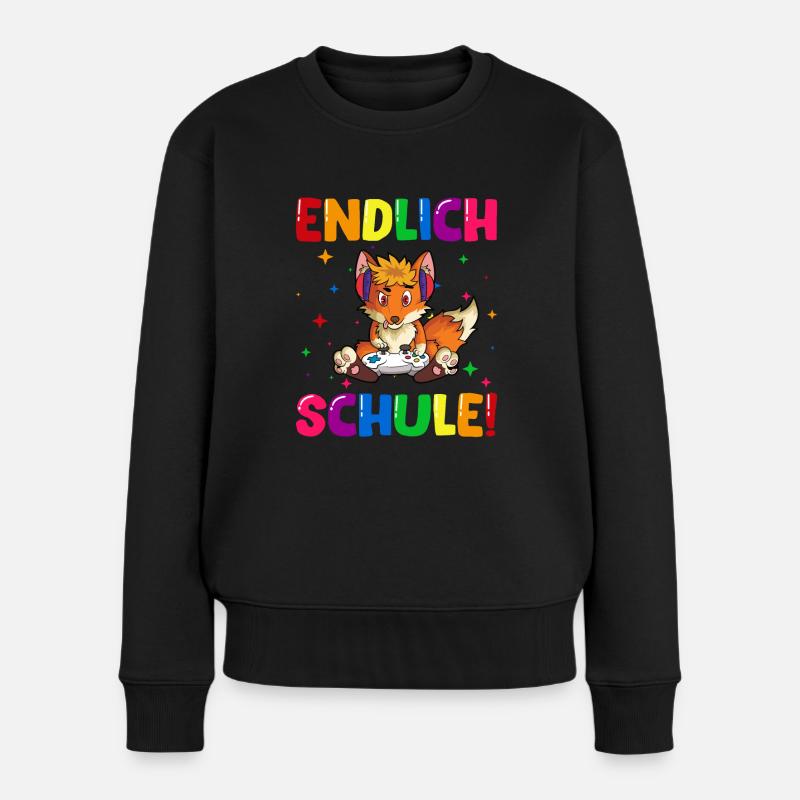 Einschulung Grundschule 1. Klasse ich komme Dab - Frauen Premium Bio Pullover - Schwarz