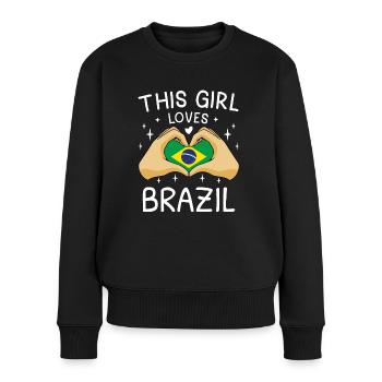Brasilien Flagge Brasilianische Fahne Südamerika - Frauen Premium Bio Pullover - Schwarz - Vorne - Julia (174cm)