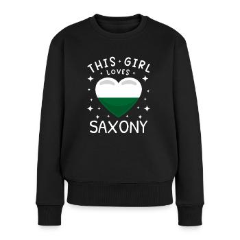 Sachsen Flagge Sächsische Fahne Ossi Urlaub SN - Frauen Premium Bio Pullover - Schwarz - Vorne - Julia (174cm)